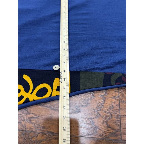 NEW Handmade M/L Blue Boho Chic Maxi Dress Button Detai Patterned Panel Cotton - Picture 9 of 11